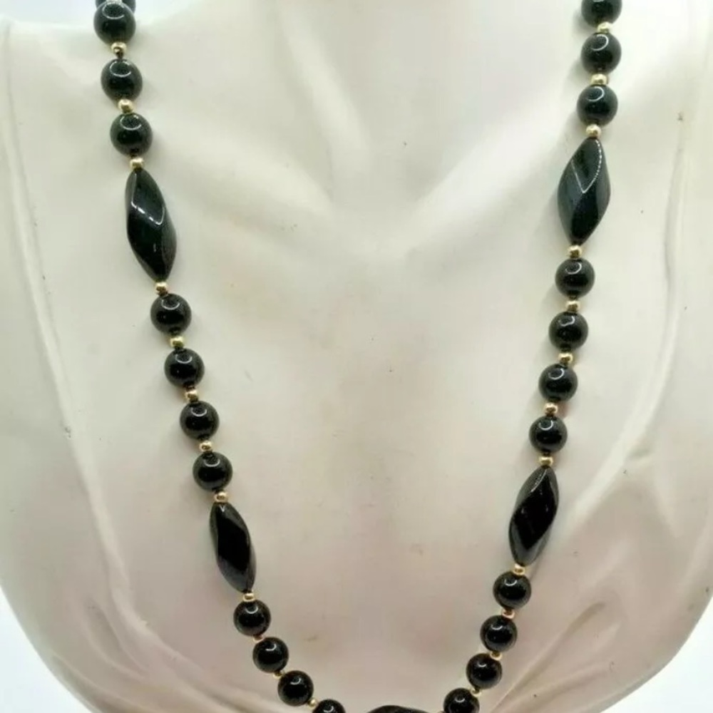 Genuine black onyx necklace